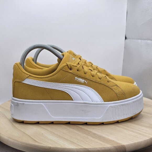 Womens Size 7.5 - PUMA SUEDE MAYU Platform Sneakers Yellow/White - Picture 3 of 9